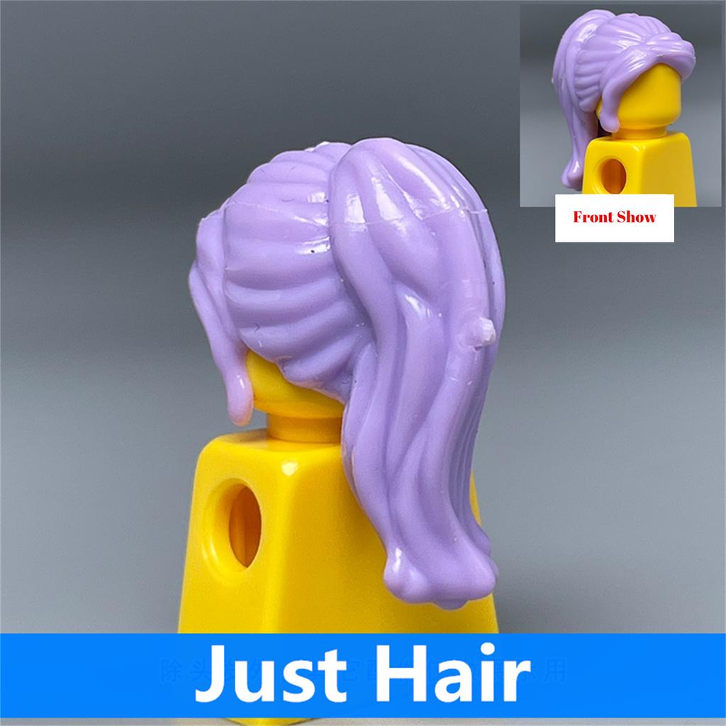 Non-Toxic 10Pcs Moc Bricks Female Children Hairs High Ponytail For 4Cm Figure Wear Head Body Parts Accessories Diy Building Blocks Kids Toys