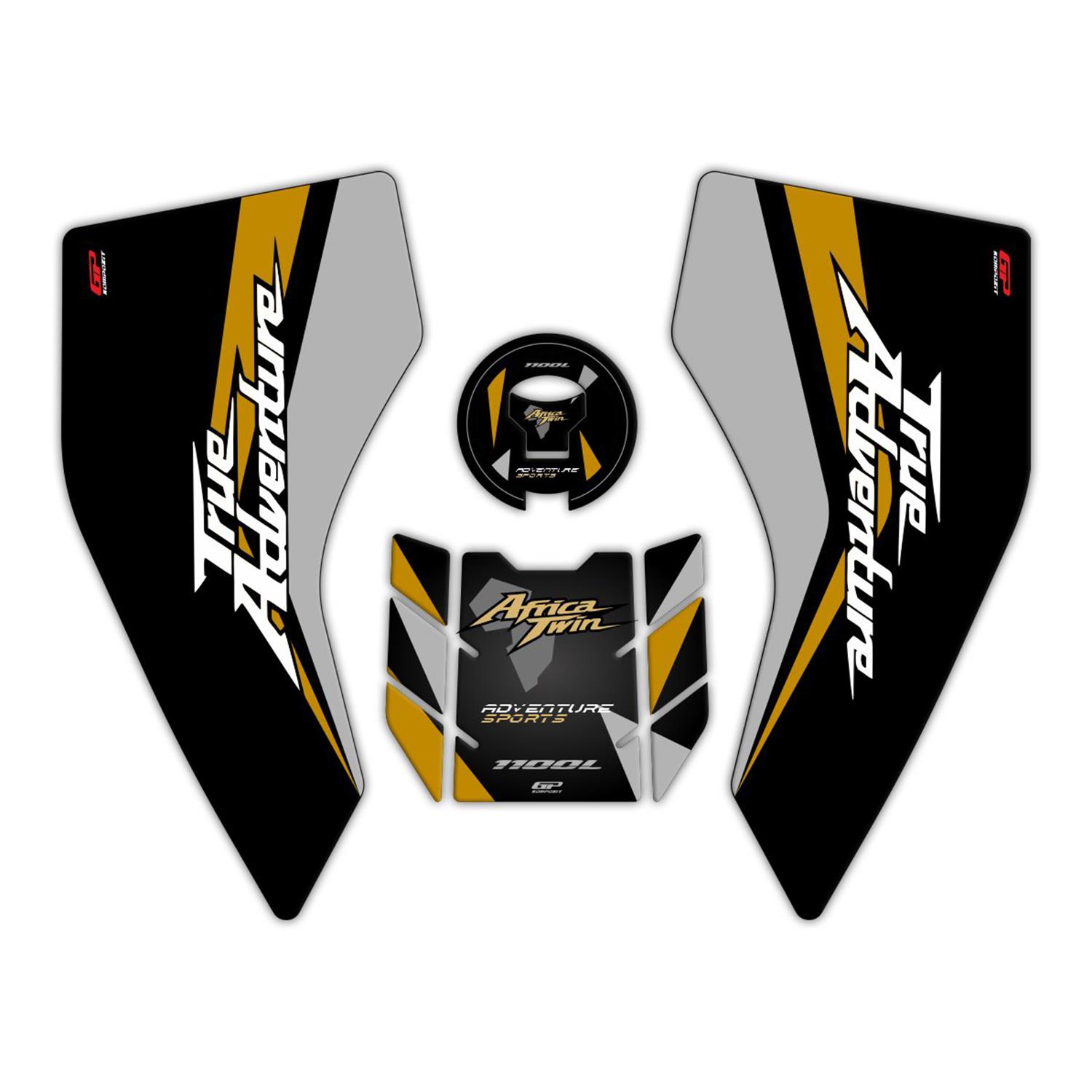 

GP Composite Honda Africa Twin CRF1100L Adventure 2020-2023 Compatible Tank Pad Set Black