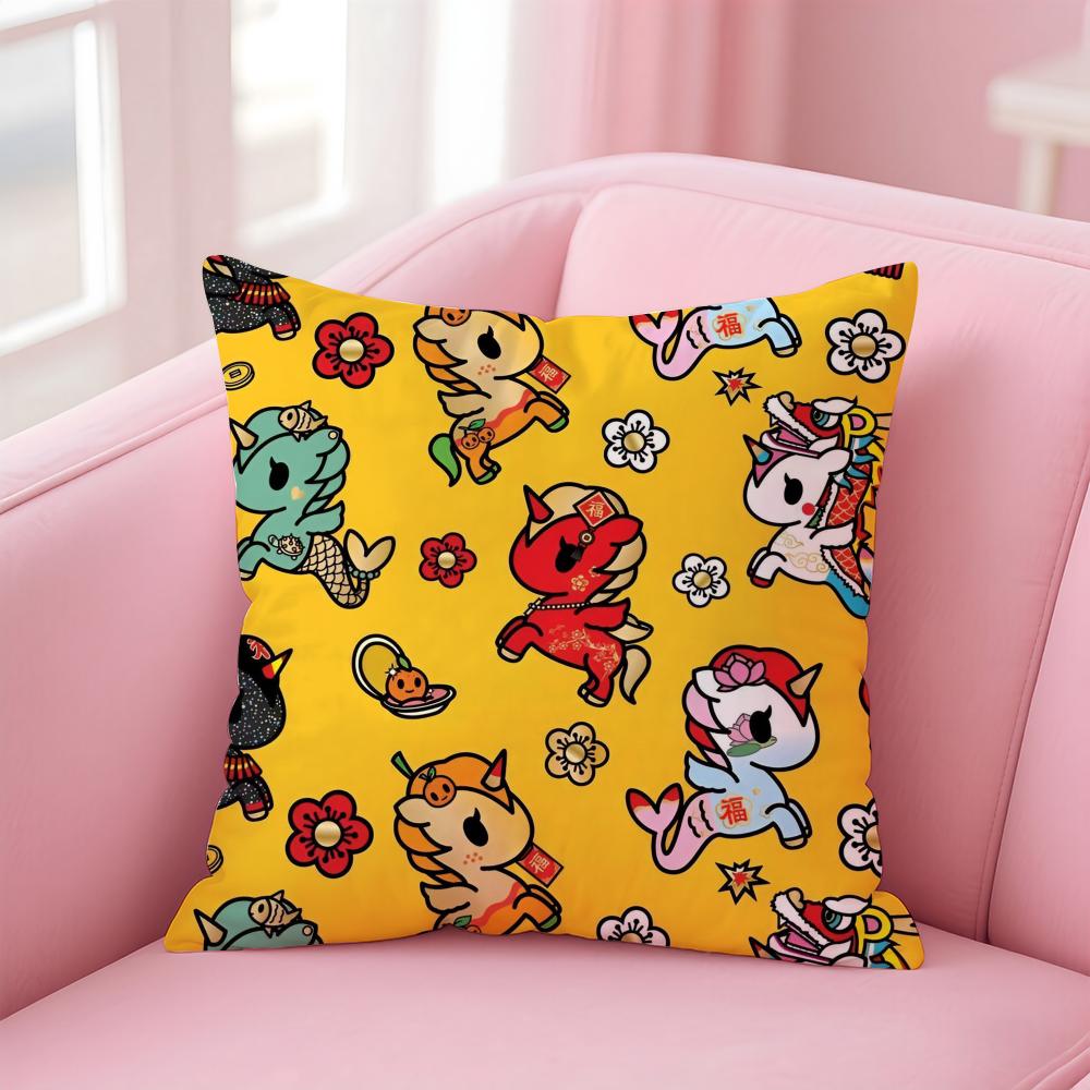 Japanese Creative Brand T-Tokidokis Cushion Cover Pillowcase Short Plush Invisible Zipper Room Sofa Cushion Cover