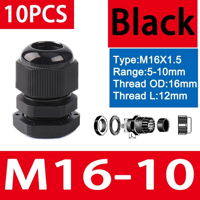 10pcs Waterproof Cable Gland M8 M12 M16 M20 M25 M32 M40 Black Plastic Seal Joint Nylon  IP68 White Cable Fixing Nylon Connector