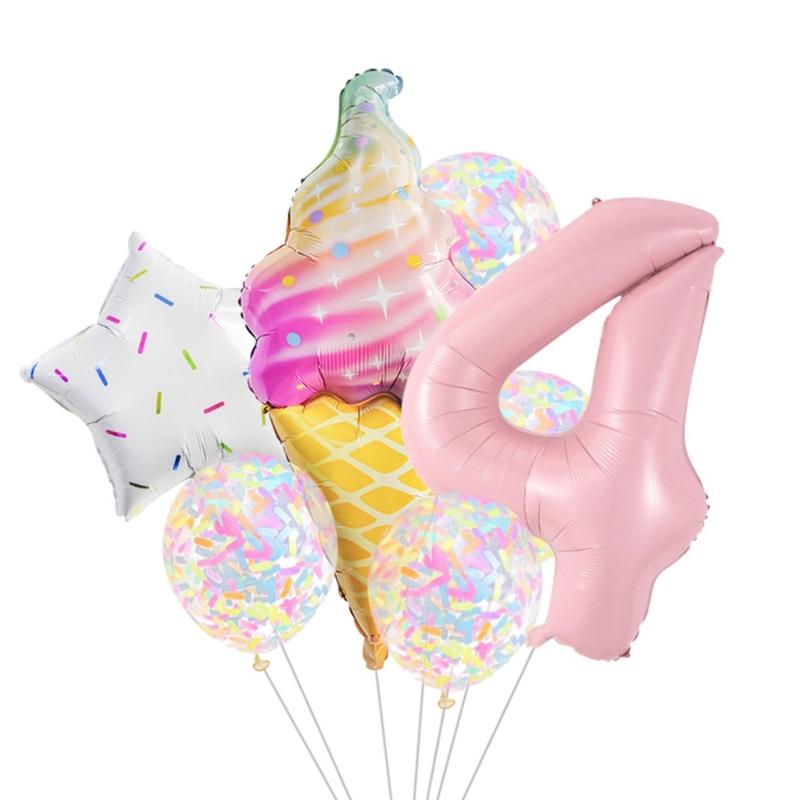 Aluminum Foil Balloons with Star and Ice Cream Designs Easy Inflation for Children Parties and Event