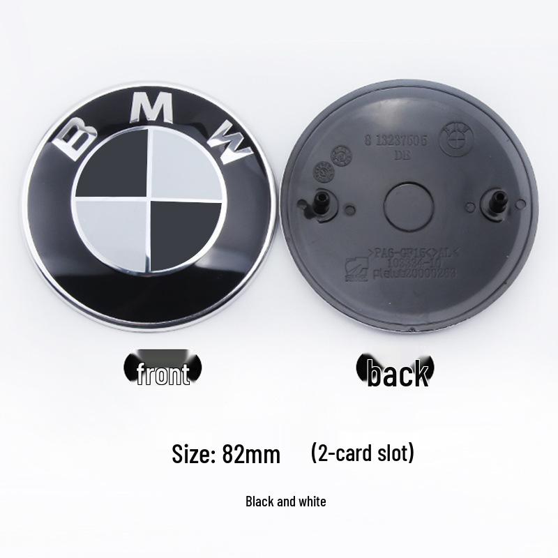 BMW Anniversary Edition Front & Rear Emblems: 82mm Rear in Blue & White, 74mm Front with Black Background.