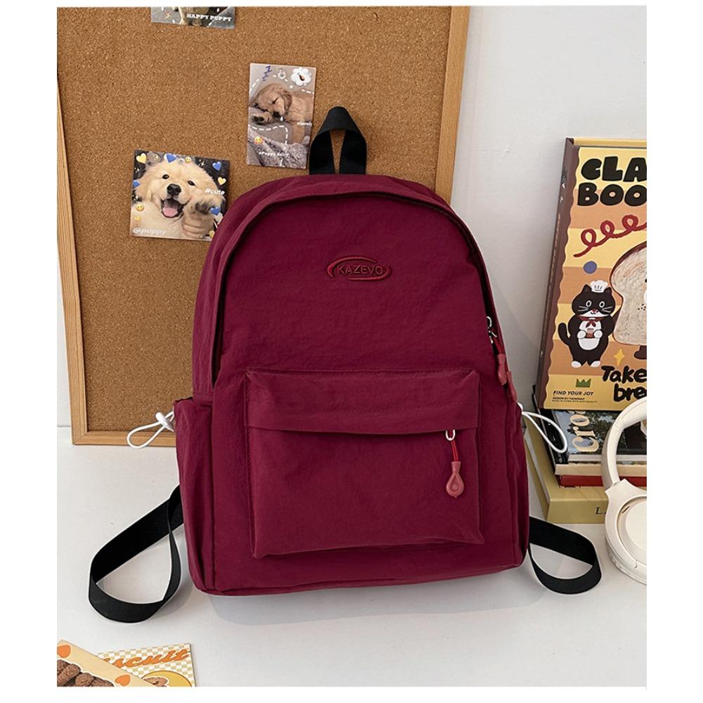 Small Fresh Literary Sense Girl Backpack Junior High and High School Students Solid Color Light and Versatile Schoolbag Large Capacity Backpack