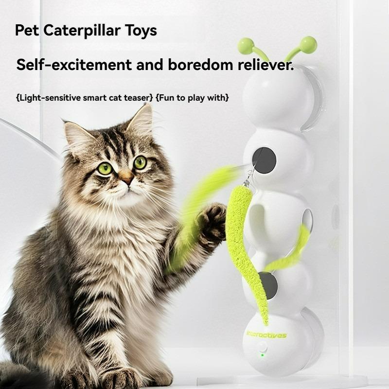 

Electric cat teasing toy in the shape of a caterpillar, smart self-entertaining and boredom-relieving gadget, cat teasing stick One size белый