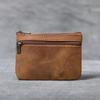 Erste Schicht aus Rindsleder, Mini-Kleingeld-Kartenhalter, neues Retro-handgemachtes Leder, Führerschein-Beutel, Münz-Reißverschlusstasche, schmale Beutel, Geldbörse