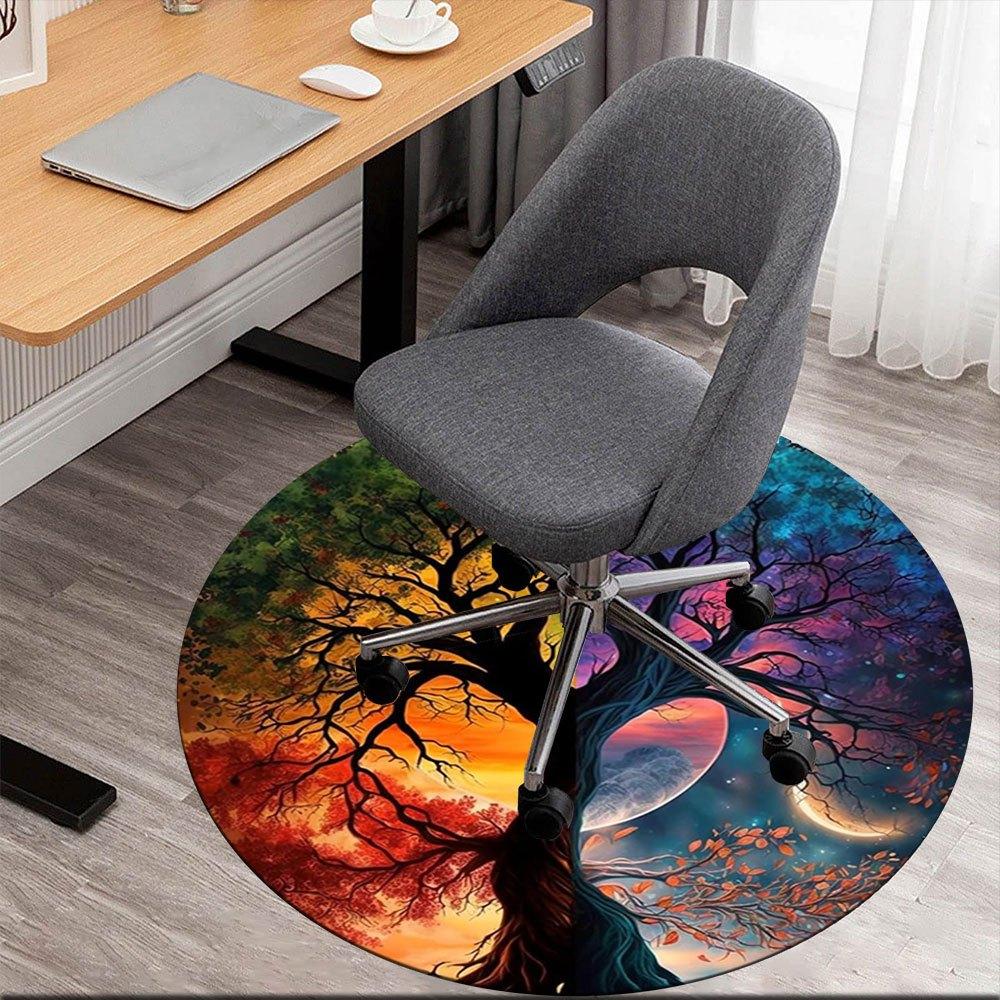 Yin Yang Tree of Life Wall Art DecorRound Non-Slip chair mat chair carpet for office Rugs for Office Decor Gift For Valentine's Day Mother's Day Hallo