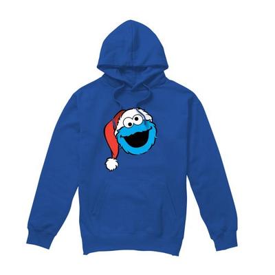 Sesame Street Unisex Adult Cookie Monster Santa Hat Christmas Hoodie