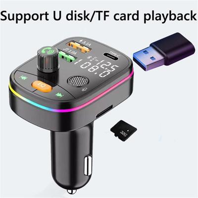 Bluetooth-compatible 5.0 FM Transmitter Wireless PD 20W Fast Charge Dual Display Dual Usb Charger