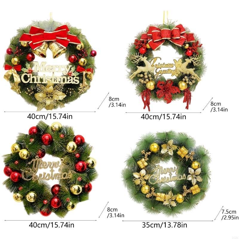 Christmas Wreath Merry Christmas Front Door Ornament Wall Artificial Pine Garland for Party DGreenr