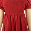 Plus Size Solid Color Casual Square Neck Vacation Dress with Smocked Puff Sleeves