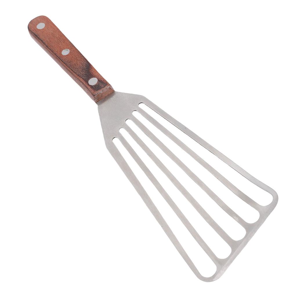Fish Spatula Stainless Steel for Cooking with Wood Handle Multifunctional Barbecue Turner