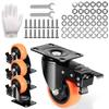 Upgrades PVC Noise Reducing Swivels Plate Casters with Brake Mechanism Quiet Operate PVC Casters with Secure Brakes