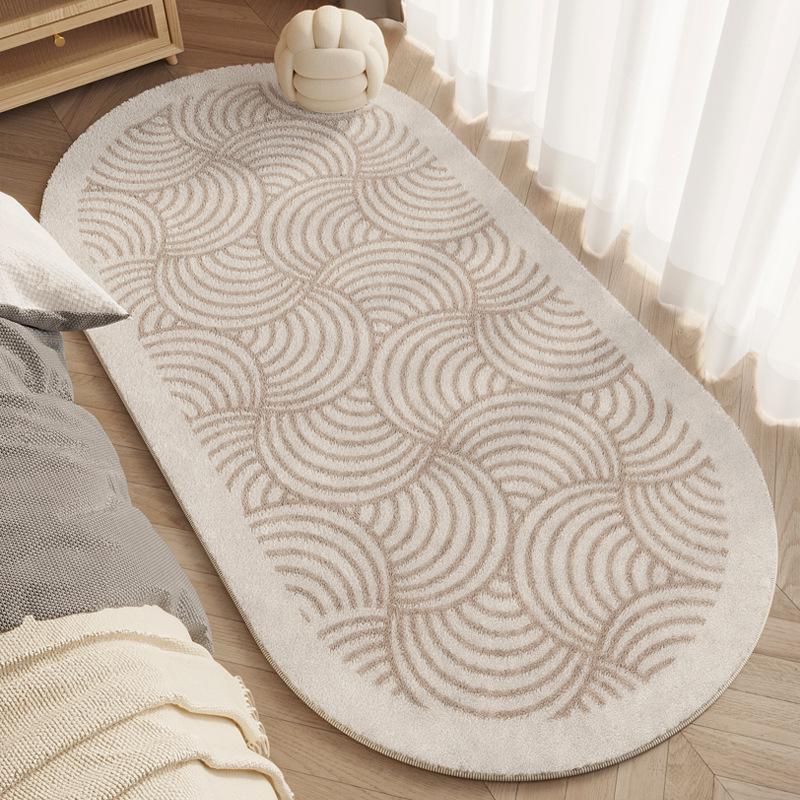 Modern Minimalist Faux Cashmere Oval Rug for Living Room and Bedroom