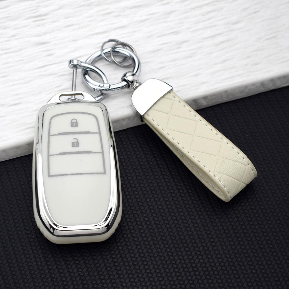 2/3 Buttons TPU Car Key Fob Case Cover for Toyota CHR Hilux Fortuner Land Cruiser 200 Camry Corolla Crown RAV4 Highland Keychain
