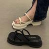 French cool slippers women's summer outer wear 2025 new fashionable versatile thick heel fairy style design sense niche high heels