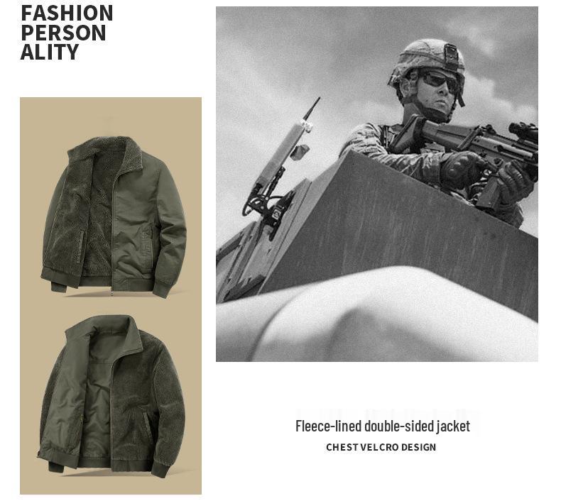 Herren Doppelseitige Air Force Pilotenjacke - Warm mit Samtfutter, Dicke Reine Baumwolle, Herbst/Winter Oberbekleidung