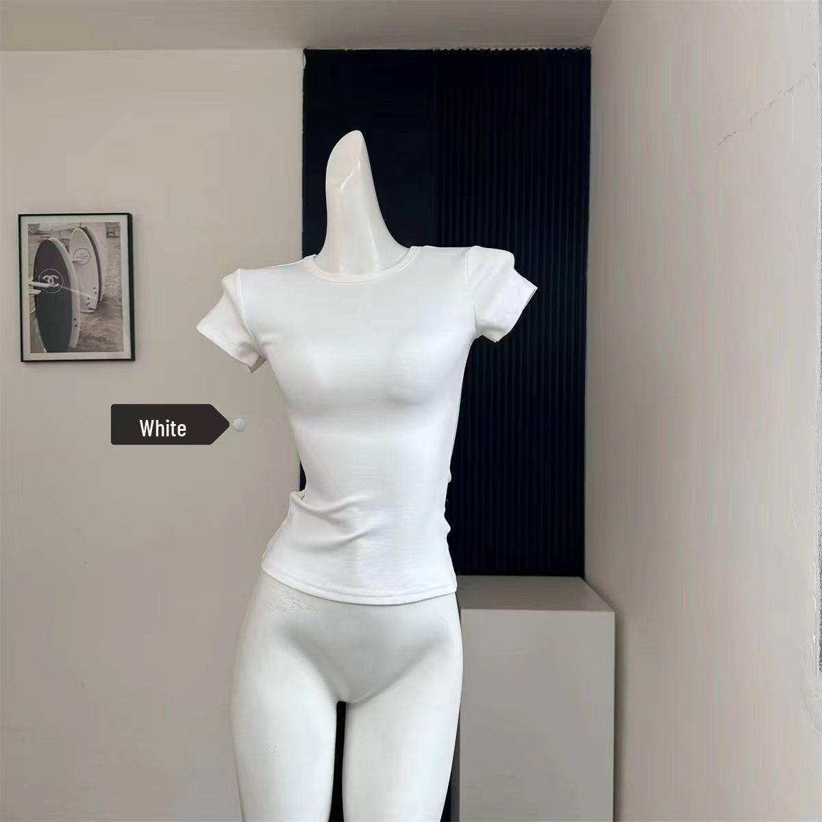 Women s Grey Crew Neck Short Sleeve T-shirt – Stylish Slimming Top for Summer Small белый