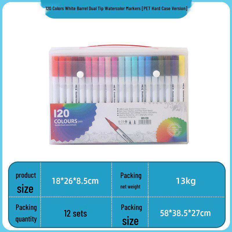 120-Farben Dual-Tip Aquarellstifte auf Wasserbasis für Kinder - PVC-verpackte Fineliner mit weicher Spitze zum Zeichnen & für Anime-Kunst