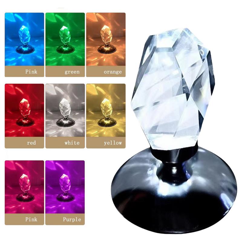 Gemstone shape table lamp 16 colors RGB with remote control crystal night light for bedroom nightstand holiday decoration