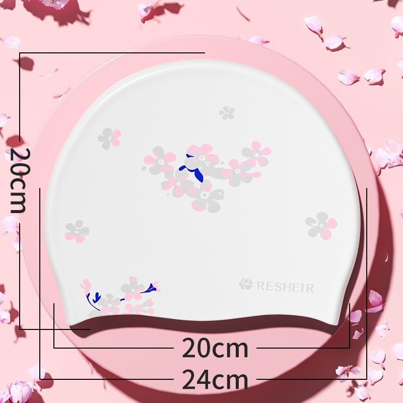 Adult Silicone Swimming Cap Special Women's Long Hair High-elastic Waterproof Non-slip Fashionable Printed Ear Caps