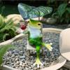 Resin Relaxing Frog Statue With Adjustable Leaf Umbrella Beach Lounge Chair Figurine Yard Patio Home Table Decor Ornament