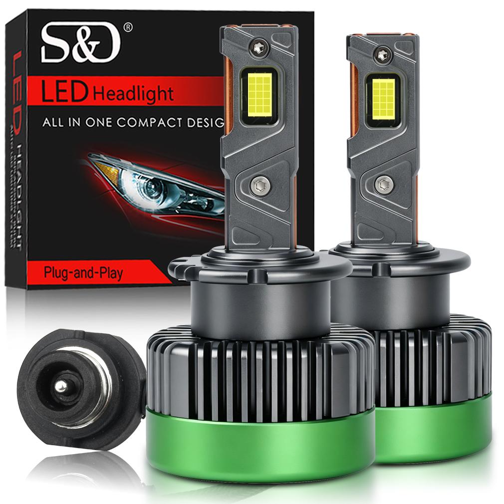 

2Pcs 80000LM D3S LED Headlight Bulbs D1S D2S D4S D8S D1R D2R D3R D4R D8R 300W Turbo CSP Dual Copper Tube Canbus for BMW Benz Headlamp 6000K White D2S/D2R