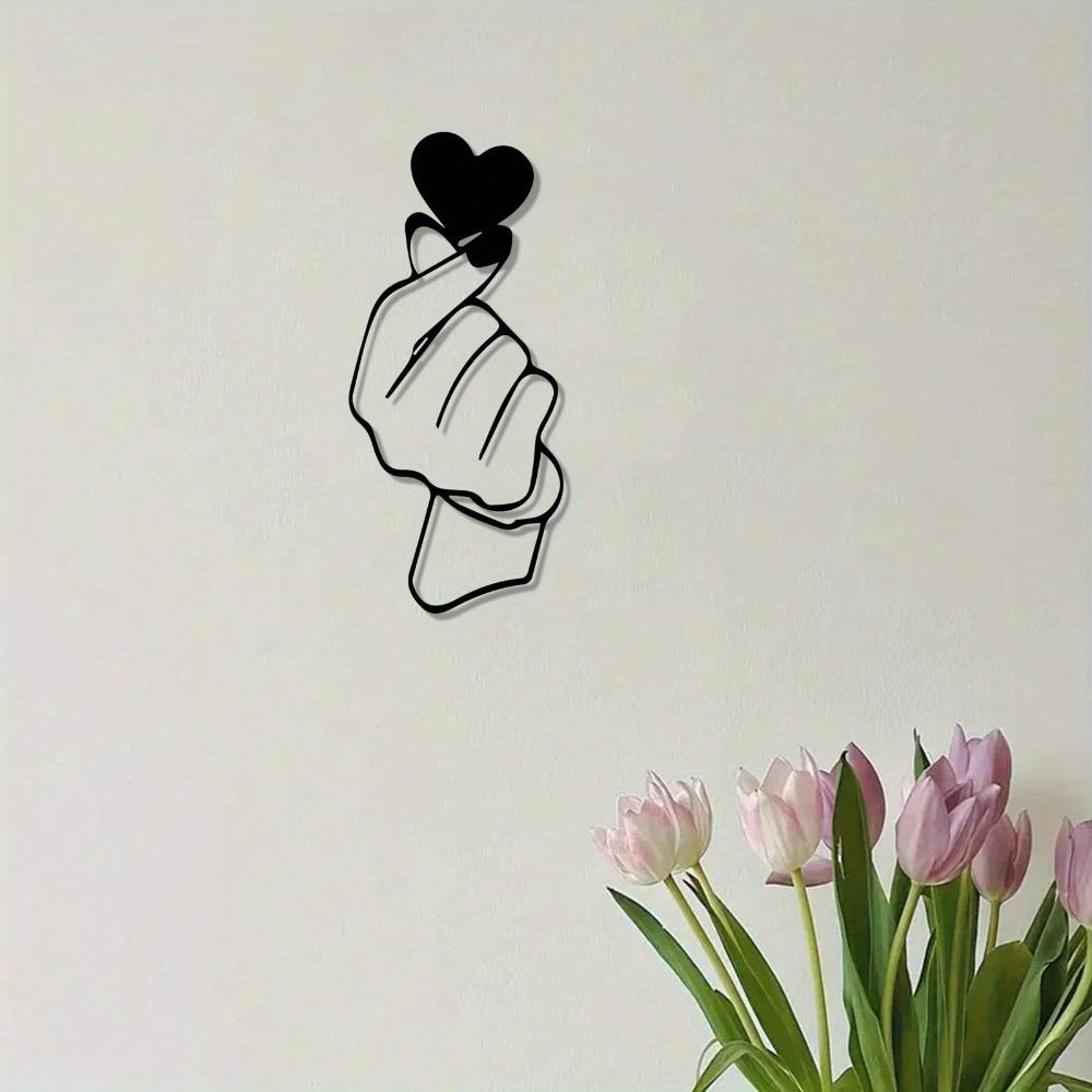 Iron Wall Art Black White Heart Metal Decor Powder Coated Wedding Valentine Gift