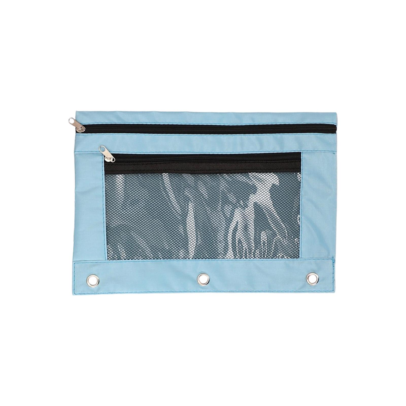 

3 Rings Binder Pencil Case Portable File Bag Pen Bag School Supplies for Organizing Pen Markers And Accessories небесно-голубой