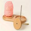 Wooden Yarn Winder Stand, Rustic Round Battery-Free Spool Holder for Knitting, Crochet, Crafts, Art Supplies, Light Brown