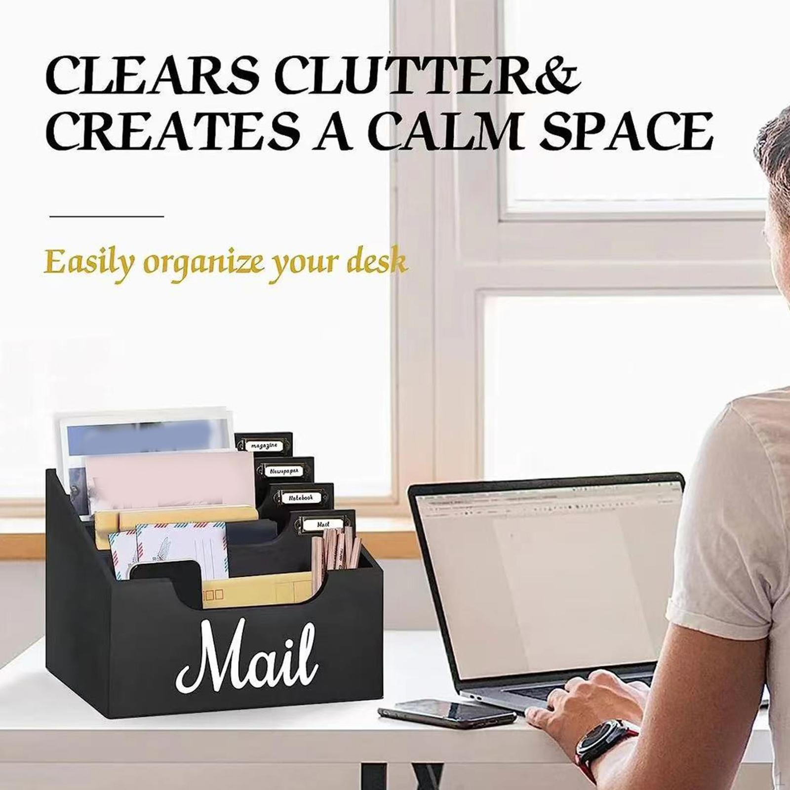 

Mail Organizer Countertop Desktop File Rustic Envelope Holder for Home Study