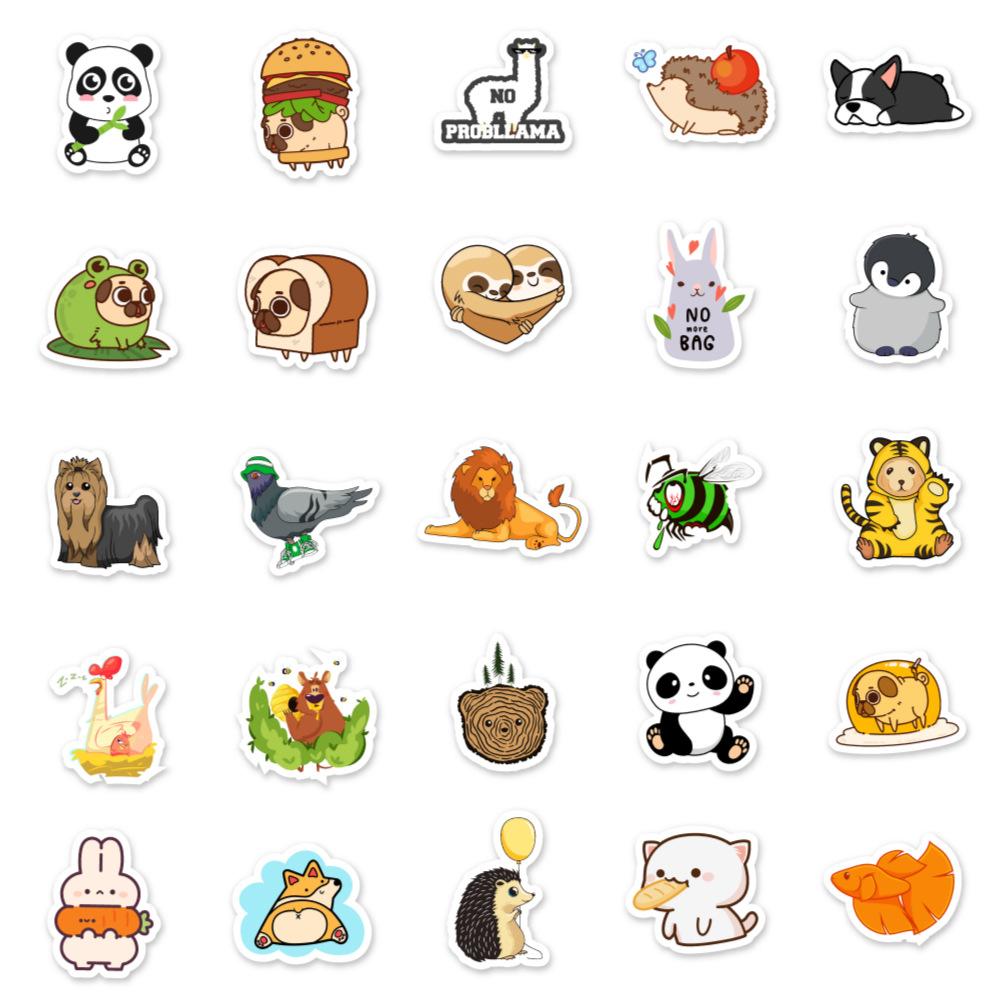 100 Small Animals Cartoon Cute Laptop Skateboard Water Cup Suitcase Doodle Decoration Stickers