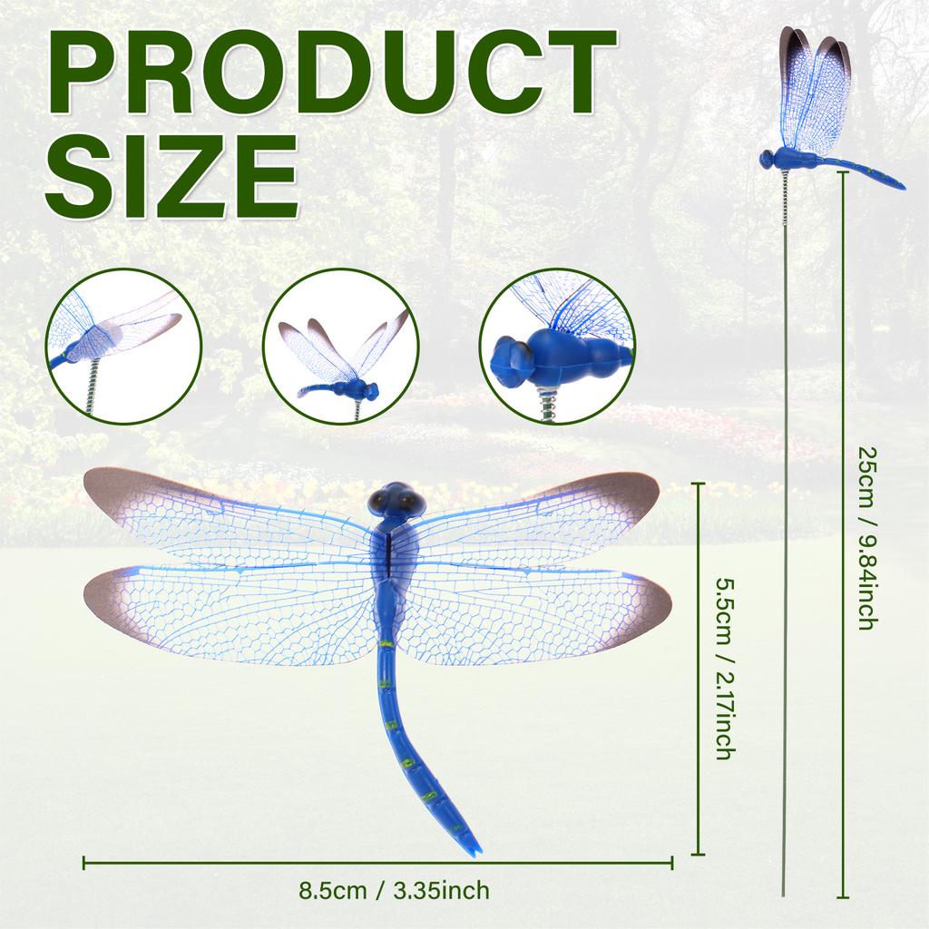 50 Pcs Garden Dragonfly Stake Plastic Simulation Garden Stake Decoration Creative Dragonfly Ornament for Flowerpot Outdoor Lawn