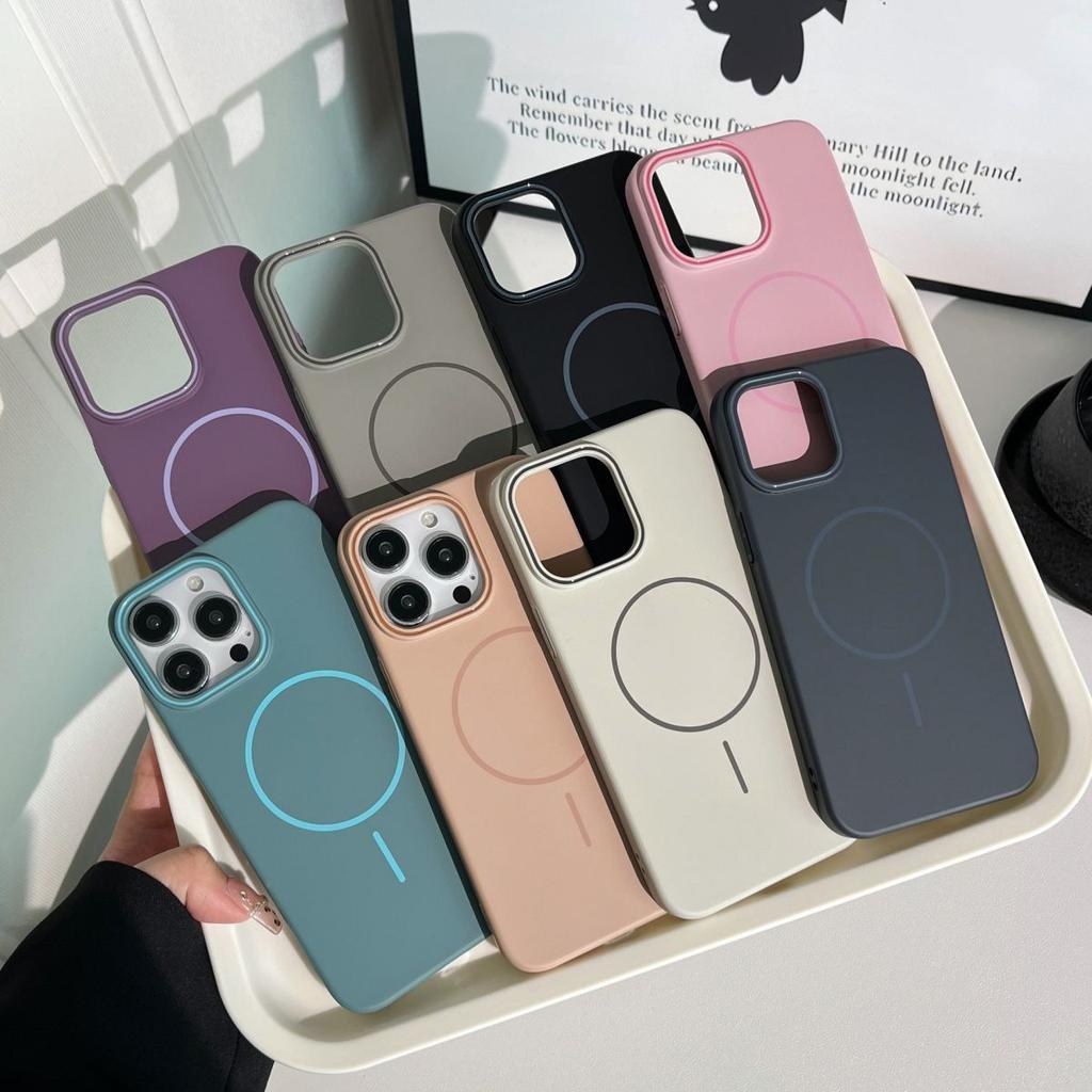 Magnetic Suction Soft PC Shell Minimalist Style Protective Cover New Anti-hand Sweat Simple Solid Color Cute Full Edge