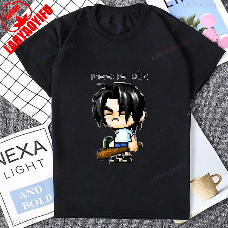 Vintage Pixel Game Style MapleStory Kawaii Printed TShirts Korea Style Buddy Personalize Homme T Shirt Cotton Y2K Otaku Clothing