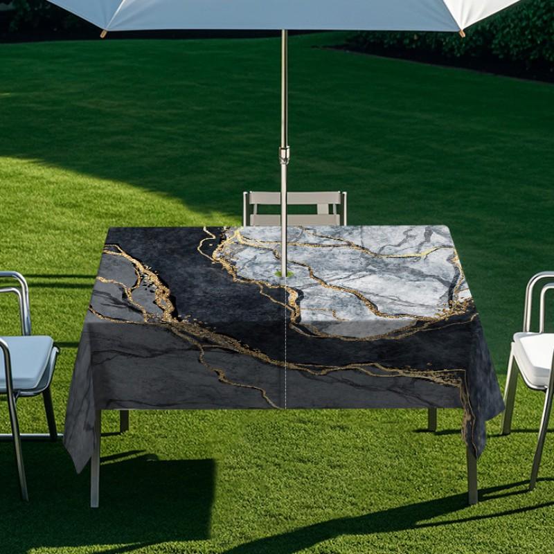 Outdoor Rectangular Table Cover With Starry Sky Sand Flow Waterproof Elastic Edge Patio Garden Dining