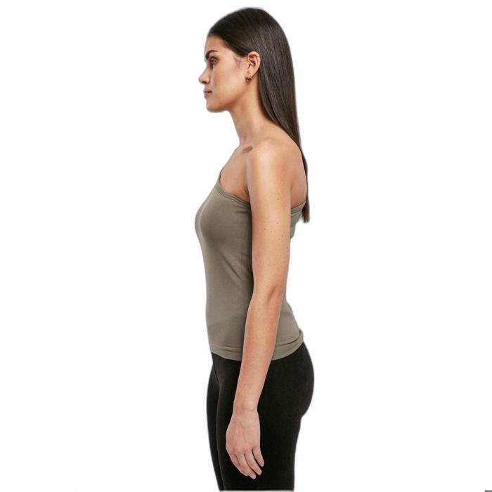 T-shirt Femme - Urban Classics - Manches Longues Asymétriques - Couleur Olive - Ajusté - Col V