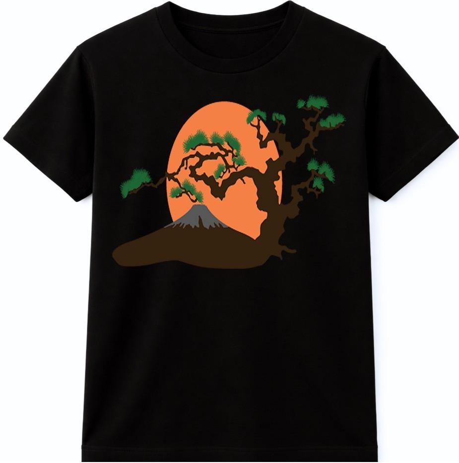 Bonsai Tree T-Shirt Japanese Mountain Sunset Landscape Graphic Nature Tee XXXL