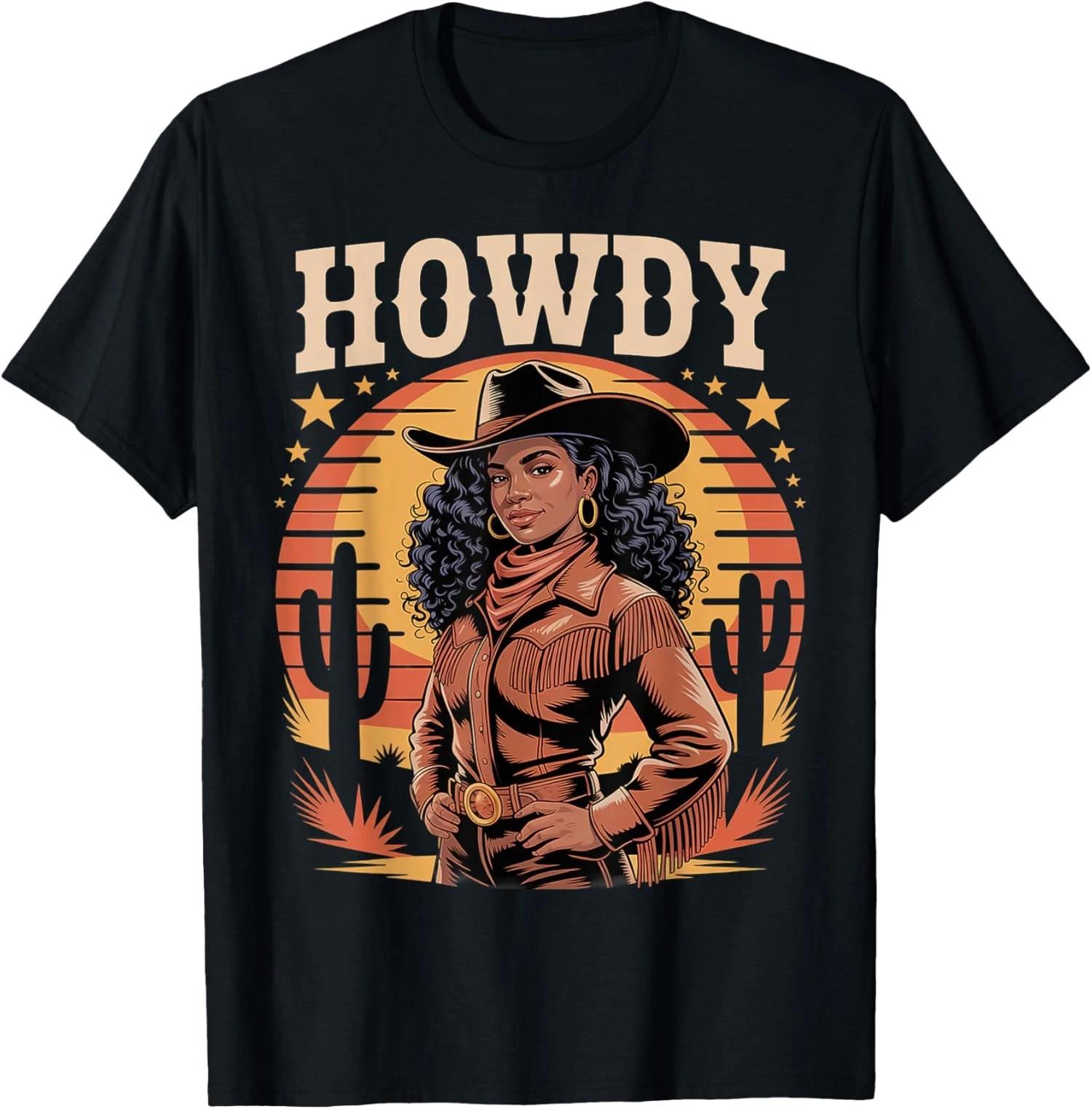 African American Black Girl Melanin Retro Cowgirl T shirt M