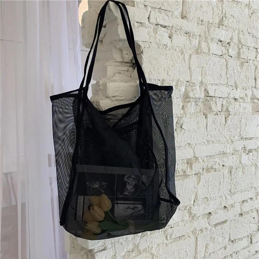 Mesh Hollow Out Tote Bag Women Trendy Women's Handbag Sandy Beach Shoulder Bag Large Capacity Canvas Shoping Girl Tote sac