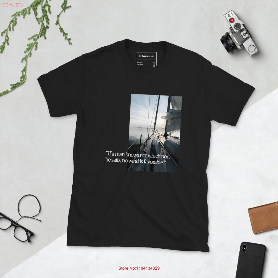 Stoic Philosophy Inspired I No Wind Is Favourable Seneca Quote T Shirt long or short sleeves XXXXXL чёрный