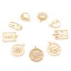 1 Piece Copper Galaxy Charms Sun Moon Round Shell Gold Color Pendants for DIY Making Necklace Bracelets Jewelry Findings