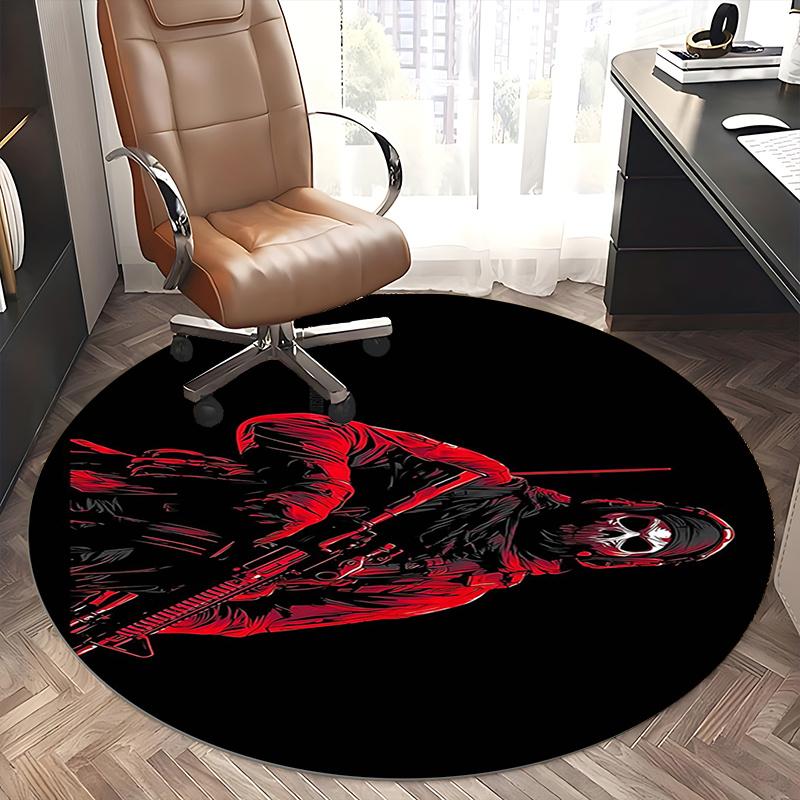 Grim Reaper,Military Gear Chair Mat Round Rug Office Carpet, Machine Washable, Non Slip, Suitable for Living Rooms, Bedrooms