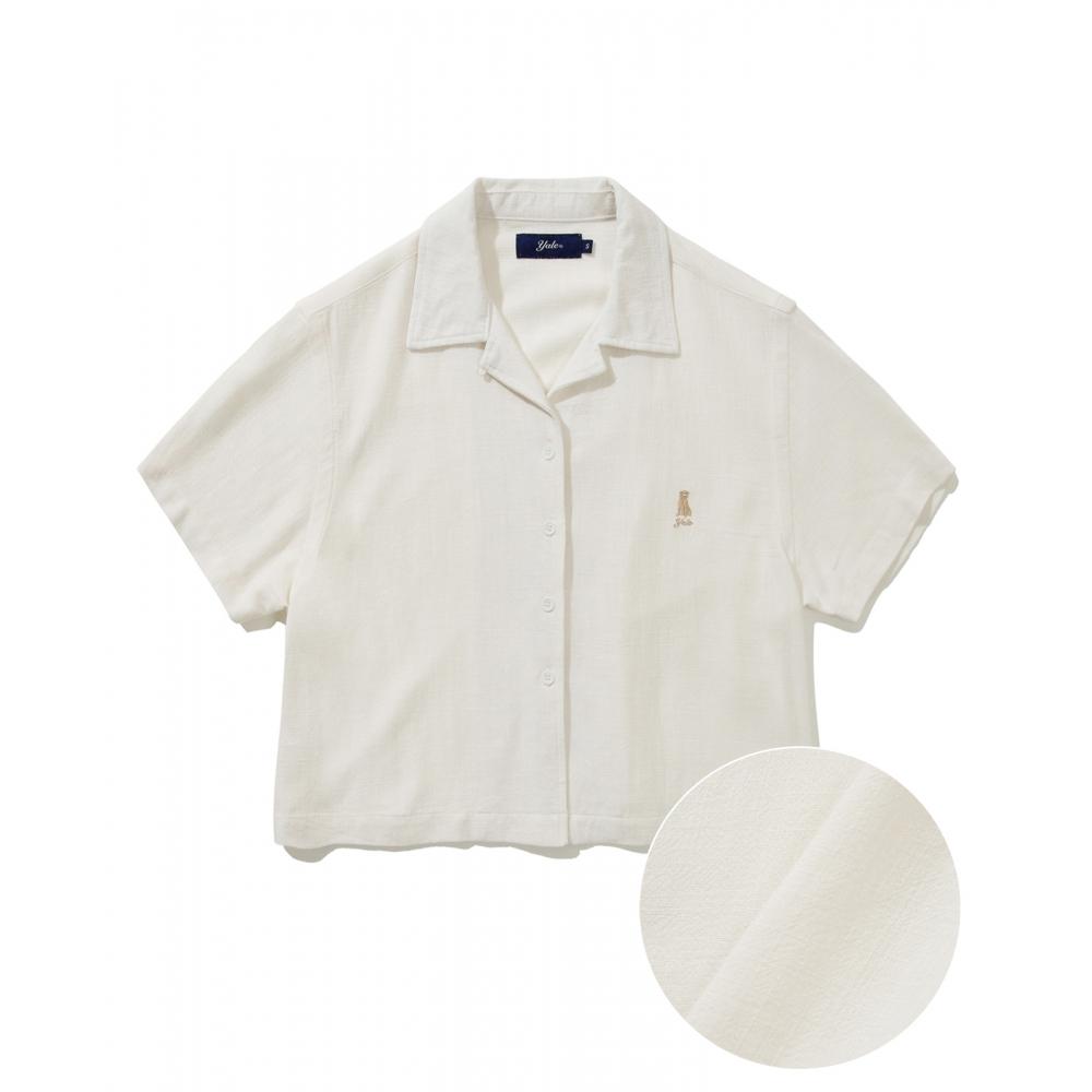 

YALE WOMENS CROP LINEN SHIRT WHITE
