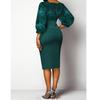 Shiny High-Waist Spliced Metallic Plus Size Bodycon Midi Dress V-Neck Mesh Split Party Dress Panel Brilliant Slim Fit Wrap Hip Dress Women's Dress