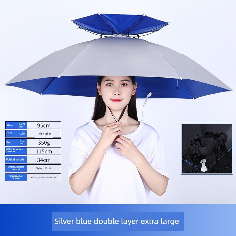 Umbrella Hat with Headgear, Sun Protection Fishing Hat, Rainproof Tea-Picking Hat, Umbrella Hat, Poncho, Helmet Umbrella