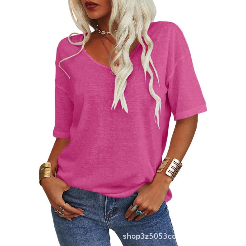 2026 Summer New Women's Short-Sleeve V-Neck T-Shirt Top