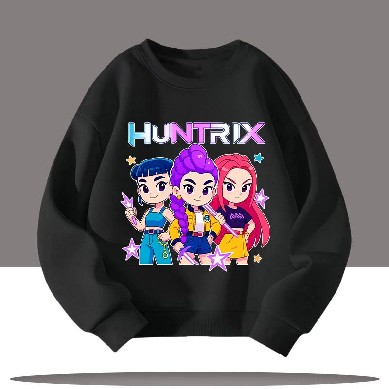 Odzież dziecięca K-pop Łowcy Demonów Nadruk z kreskówki Wiek 3-12 lat Nowy styl Koszulka sportowa z okrągłym dekoltem dla dzieci Urocza dziewczęca bluzka codzienna