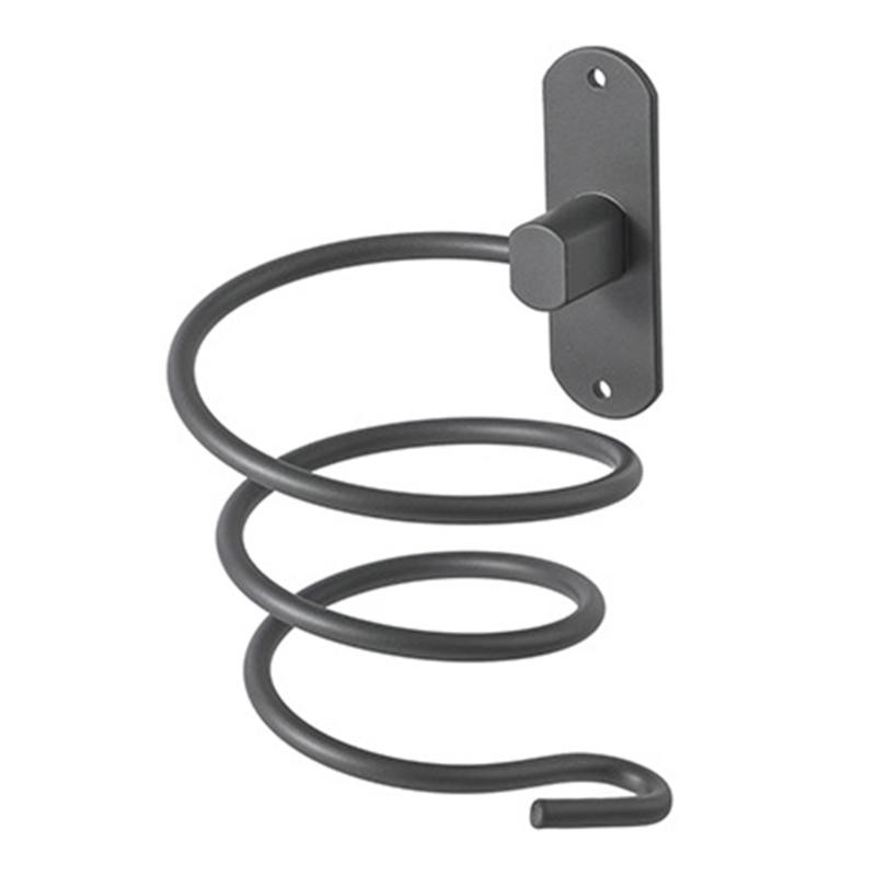 Wall Storage Hair Dryer Holder Aluminum Rack for Bathroom Use with Front Opening and Daily Counter Space Saving Design