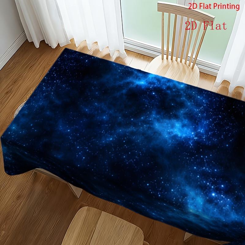 2D Flat 1pc- Deep Blue Nebula Gradient Tablecloth- Cosmic Starry Sky Theme Table Decoration, Modern Minimalist/sci-fi Style Home Decor, Starlight Shim