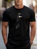 Unisex White Tee Minimal Line Drawing Surprised Duck With Exclamation Question Mark Crew Neck Loose Male Short Sleeve Tops